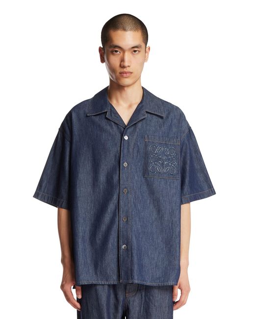Loewe Blue Denim Anagram Shirt for men