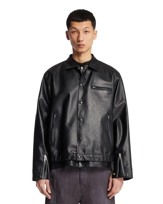 Sacai Black Leather Blouson Jacket for men