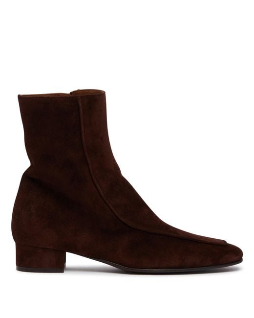 Herbert Levine Brown Leather Shadow Ban Ankle Boots