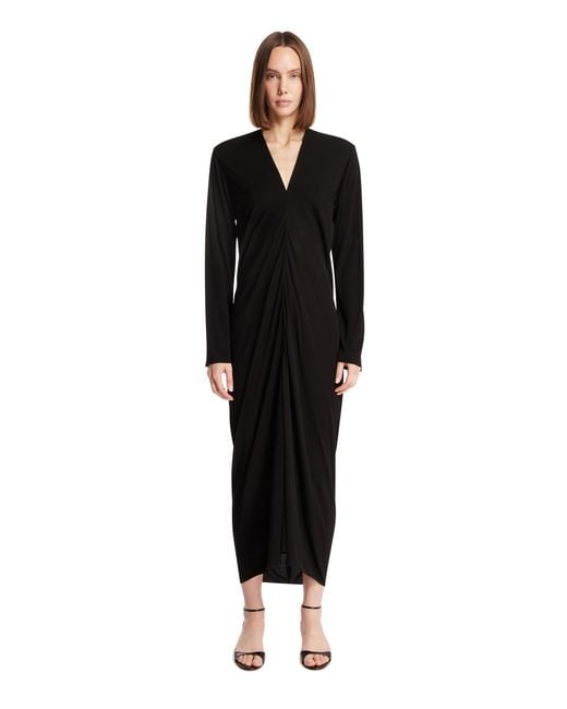 The Row Black Midi V-Neck Dress