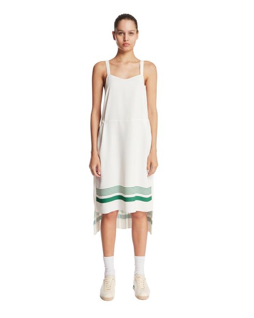 Lacoste White Asymmetric Pleated Dress