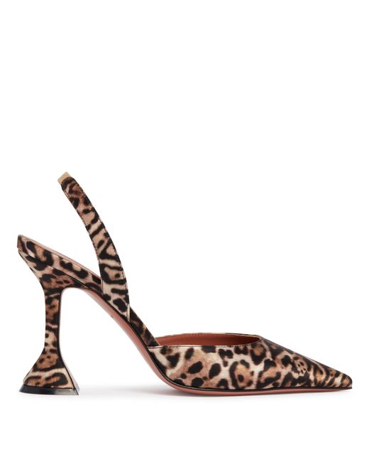AMINA MUADDI Natural Animal-Print Holli Satin Dcollet