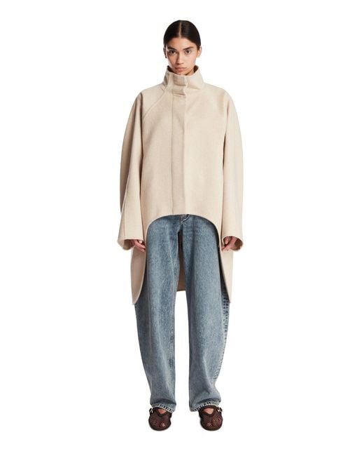 Alaïa Blue Asymmetric Double-Faced Cashmere Coat
