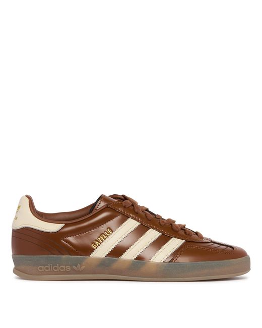 Adidas Originals Brown Leather Gazelle Indoor Sneakers for men