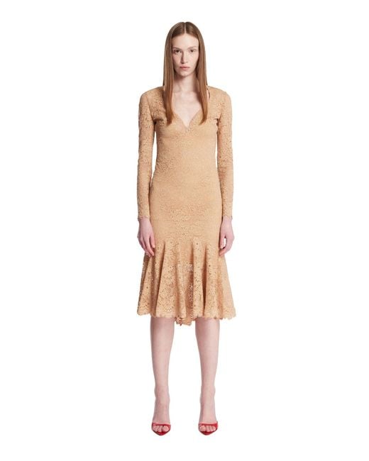 Gucci Natural Gg Floral Motif Lace Dress