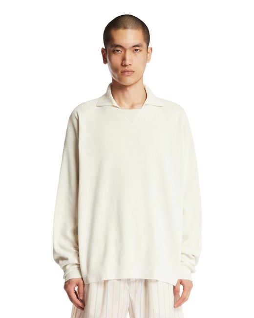 Calvin Klein White Long-Sleeve Polo for men
