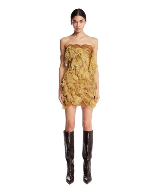 The Attico Metallic Feather Mini Dress