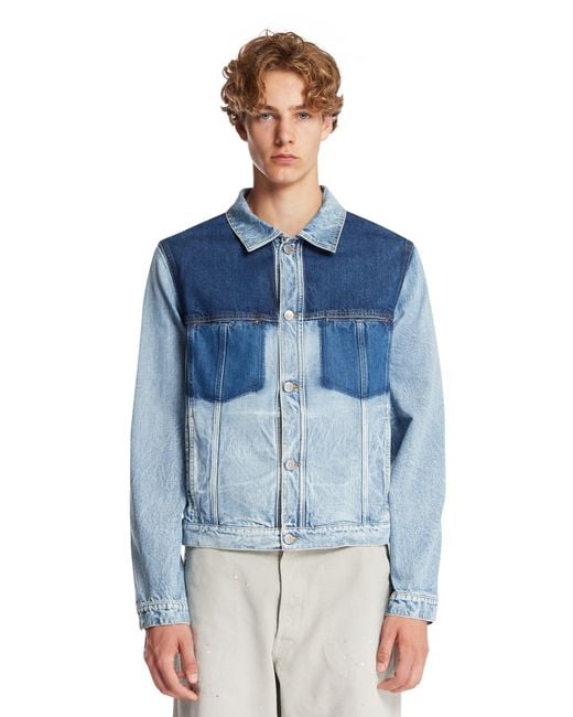 Maison Margiela Blue Patchwork Effect Denim Jacket for men