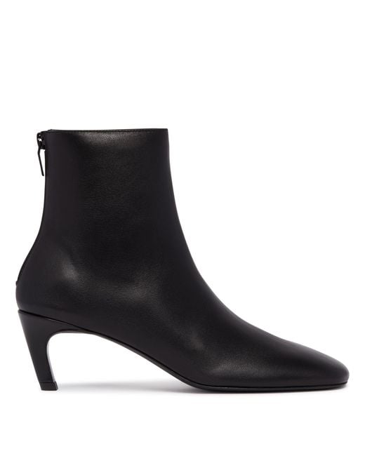 Totême Black Leather Ankle Boots