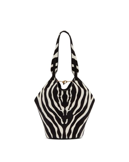 Khaite Black Mini Lotus Zebra Tote