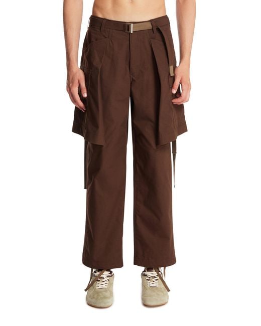 Sacai Brown Multi-Panel Trousers for men