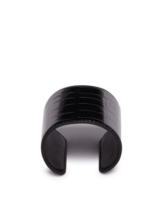 Totême Black Long Rigid Bracelet With Crocodile-Embossed Finish