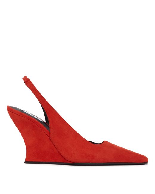 Alaïa Red Suede Wave Slingbacks