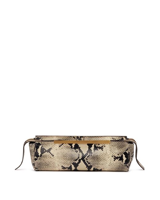 Khaite Metallic Snakeskin-Print Clutch