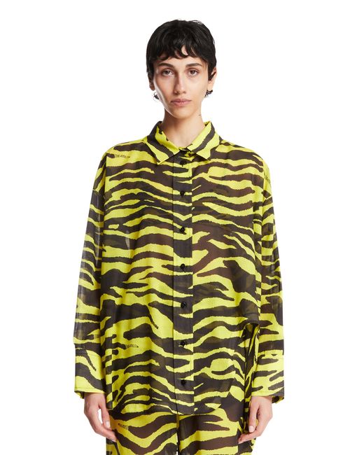 The Attico Green And Zebra-Print Shirt