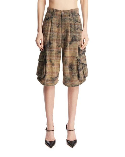 R13 Natural Plaid Cargo Shorts