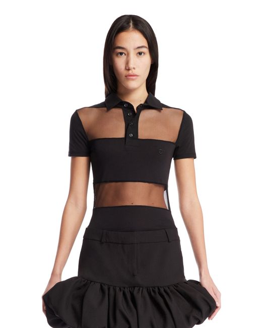 Polo Trasparente A Righe Nera di Coperni in Black