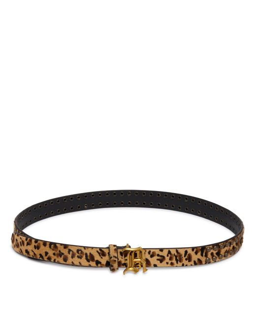 R13 Natural Animal Print Logo Belt