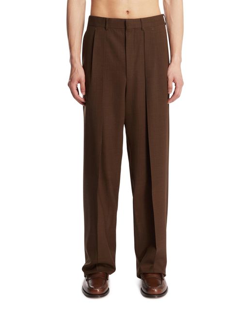 Tom Ford Brown Wool Pleated Trousers for men