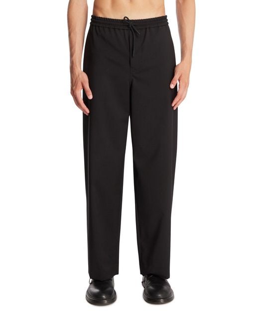 Loewe Black Wool Drawstring Trousers for men