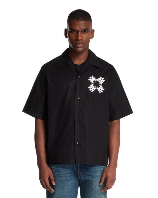 Camicia Bowling Nera Con Logo di Amiri in Black da Uomo
