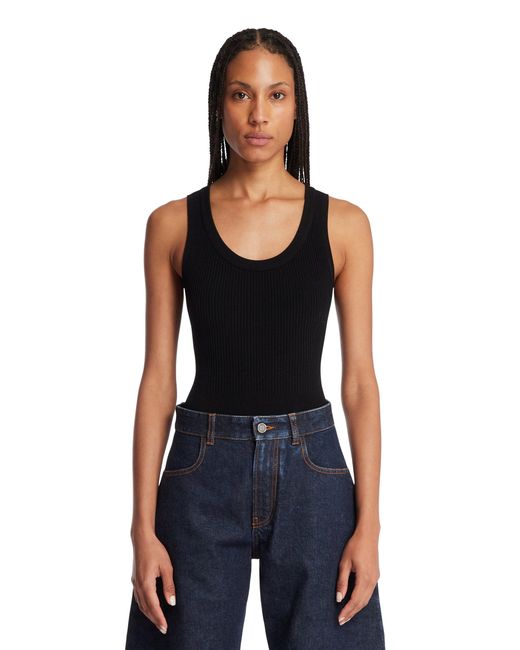 Alaïa Blue Ribbed Bodysuit