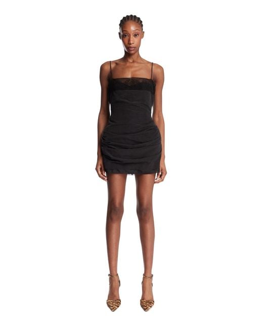 Magda Butrym Black Lace-Trim Corset Mini Dress