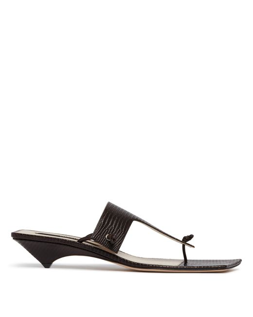 Christen Brown Edge Leather Thong Sandals