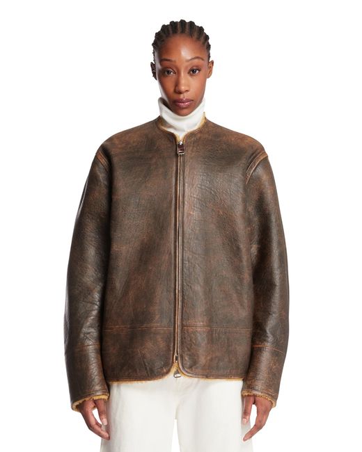 Khaite Brown Ruban Leather Jacket