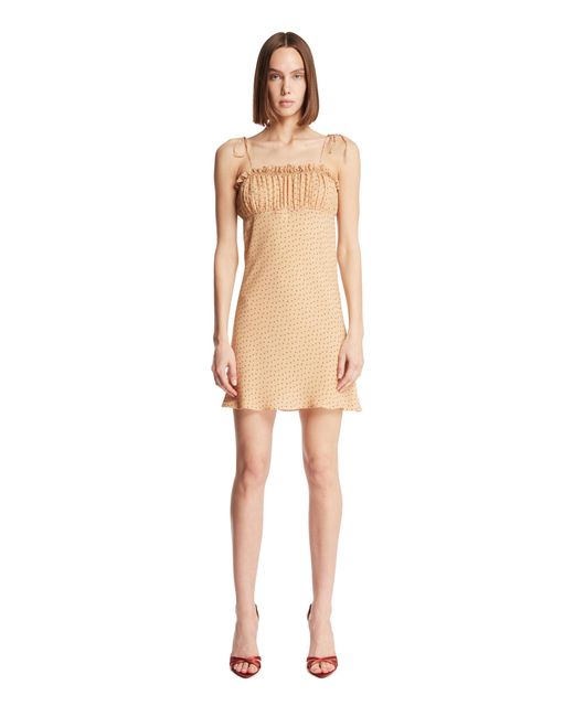 Saint Laurent Natural Polka Dot Silk Mini Dress