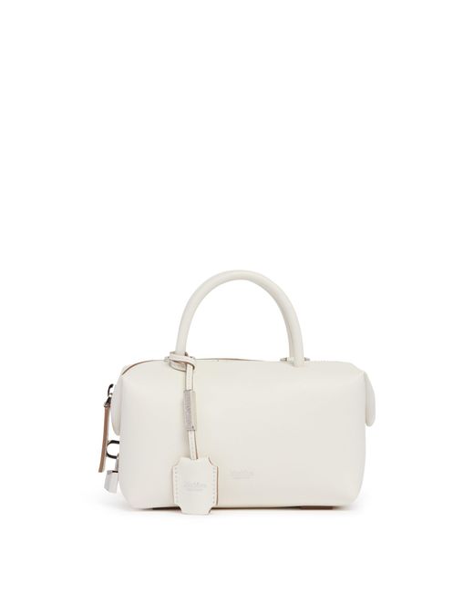 Max Mara White Holdall Small Leather Bauletto Bag
