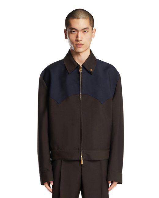 Versace Black Wool Mohair Zip Blouson for men
