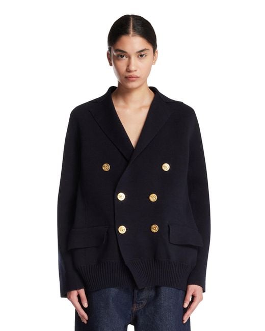 Sacai Blue Double-Breasted Blazer