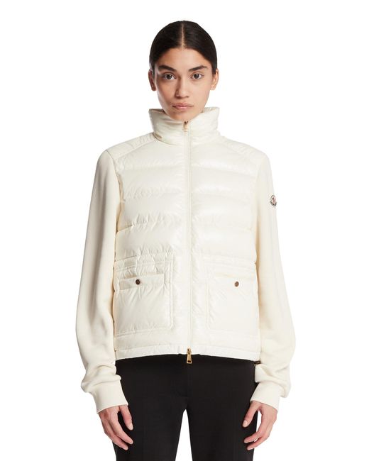 Moncler White Cotton And Nylon Zip-Up Sweatshirt