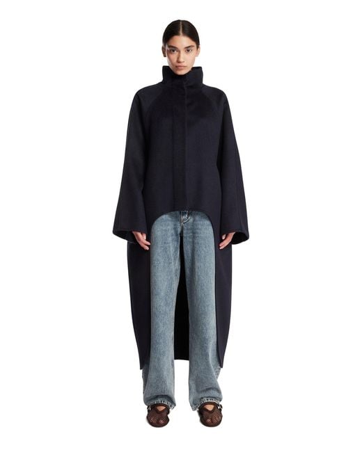 Alaïa Blue Asymmetric Double-Face Cashmere Coat