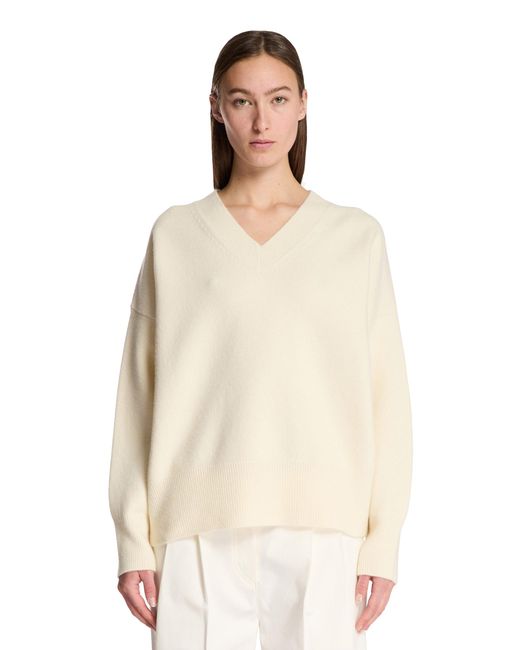 Maglione Con Scollo A V Bianco di Rohe in Natural