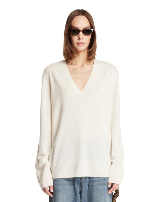 Totême White V-Neck Sweater