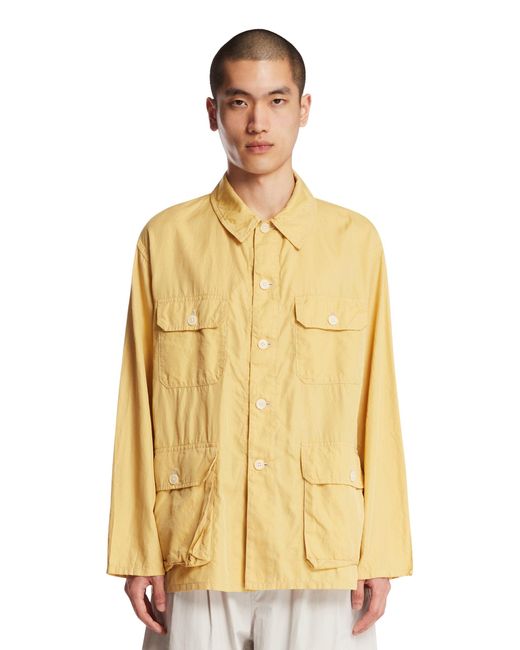 Kaptain Sunshine Yellow Cotton And Silk Multi-Pocket Shirt for men