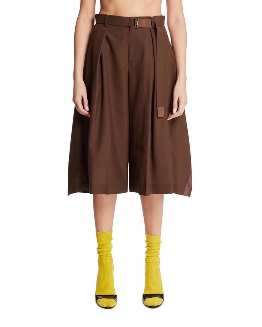 Sacai Brown Asymmetric Bermuda Pants