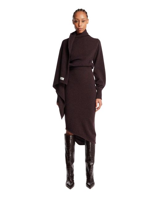 The Attico Red Cashmere And Wool Midi Dress