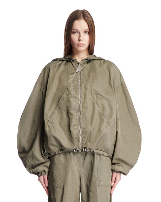 Bomber Con Cappuccio Verde di The Attico in Brown