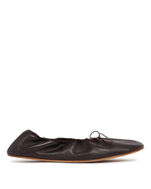 The Row White Rounded Leather Ballet Flats