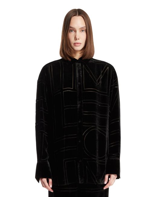 Totême Black Monogram Wool Top