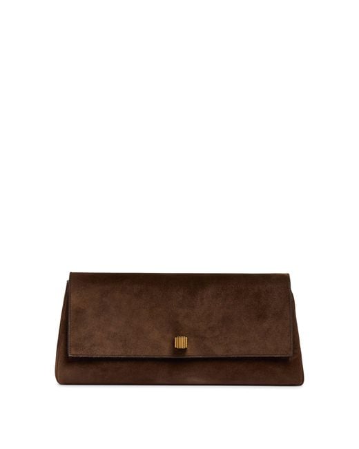 Khaite Brown Suede Audrey Clutch