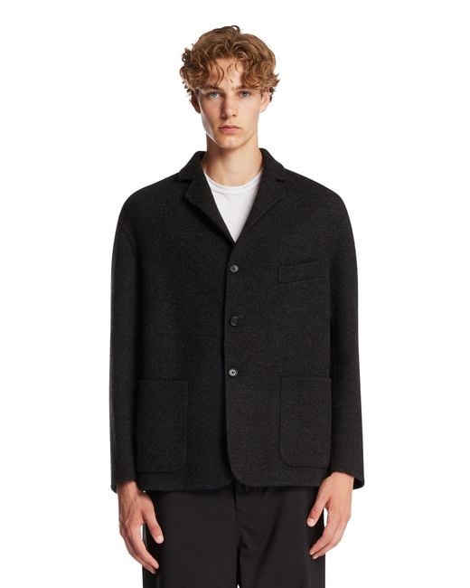 Jil Sander Black Double Wool Chevron Jacket for men
