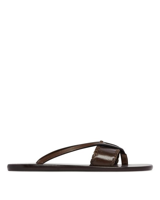 Jude Brown Leather Flip-Flop Sandals