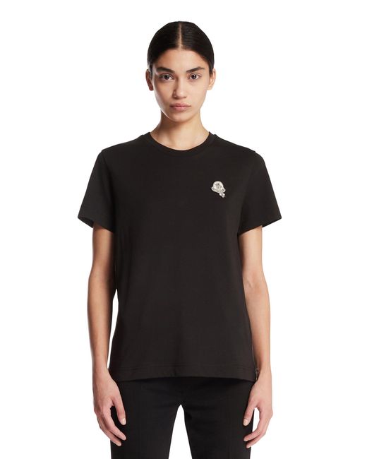 Moncler Black Cotton T-Shirt With Patch
