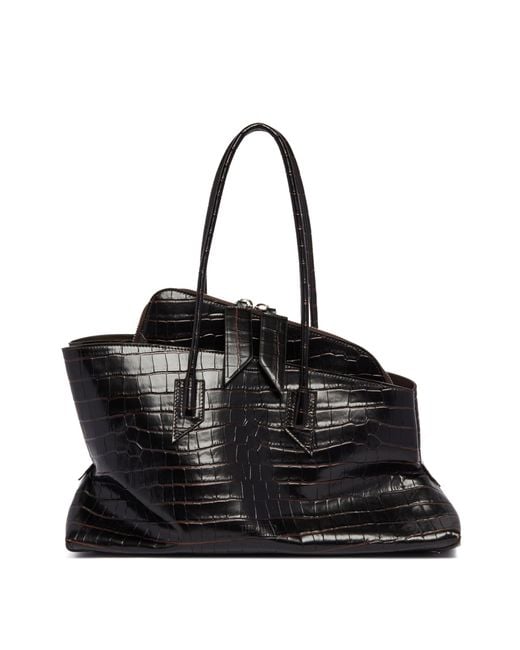 The Attico Black Croco Passeggiata Bag