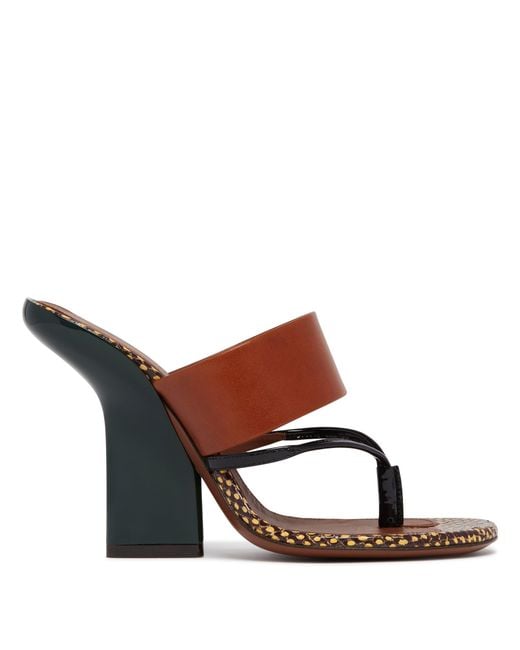 Dries Van Noten Brown Glossy Leather Heeled Sandals