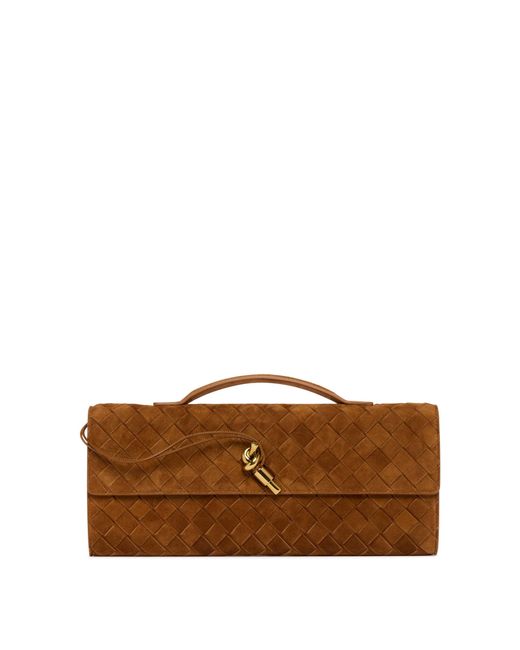 Bottega Veneta Brown Suede Andiamo Clutch